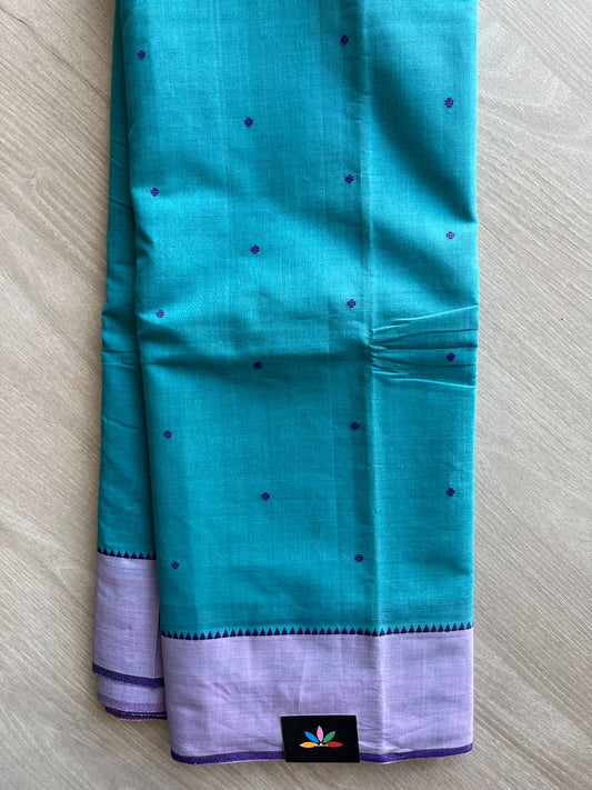Contrast Border Dot Butta Handloom Mangalagiri Cotton Saree - 32120