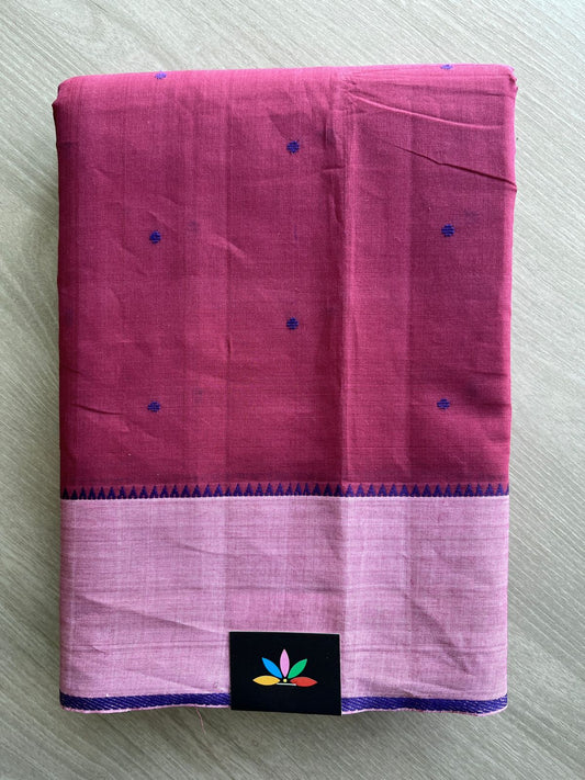 Contrast Border Dot Butta Handloom Mangalagiri Cotton Saree - 32121