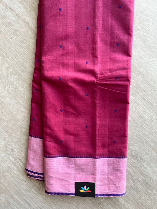 Contrast Border Dot Butta Handloom Mangalagiri Cotton Saree - 32121