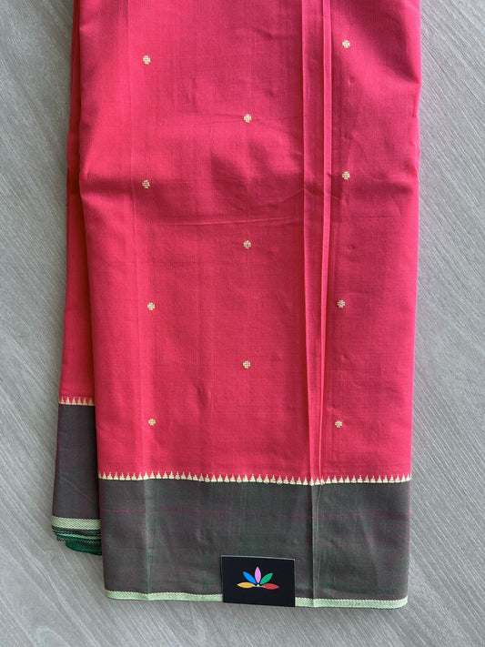 Contrast Border Dot Butta Handloom Mangalagiri Cotton Saree - 32122