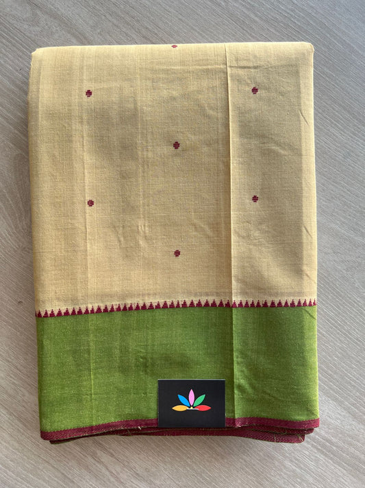 Contrast Border Dot Butta Handloom Mangalagiri Cotton Saree - 32123