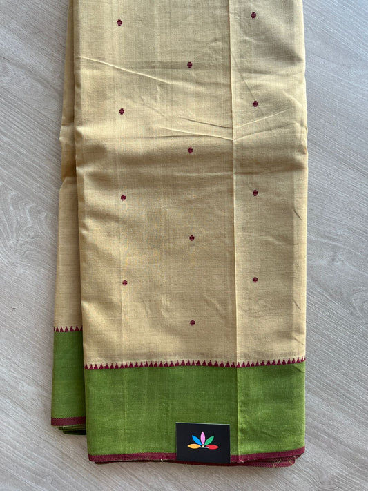 Contrast Border Dot Butta Handloom Mangalagiri Cotton Saree - 32123