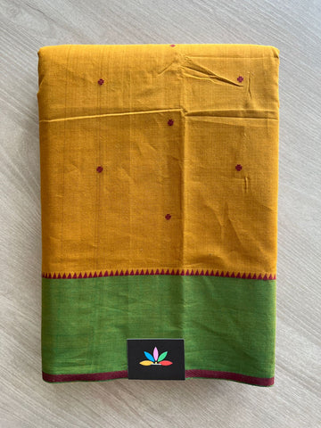 Contrast Border Dot Butta Handloom Mangalagiri Cotton Saree - 32124