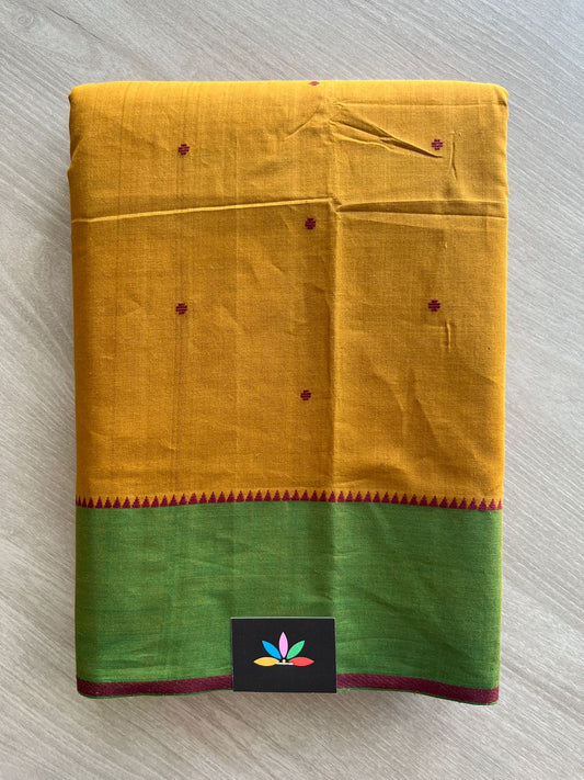 Contrast Border Dot Butta Handloom Mangalagiri Cotton Saree - 32124