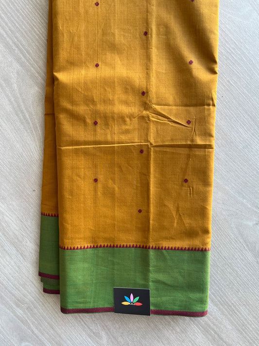 Contrast Border Dot Butta Handloom Mangalagiri Cotton Saree - 32124