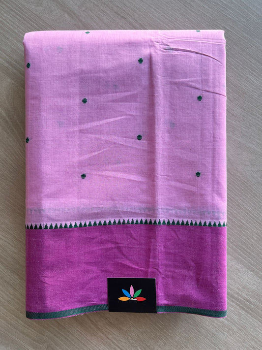 Contrast Border Dot Butta Handloom Mangalagiri Cotton Saree - 32125
