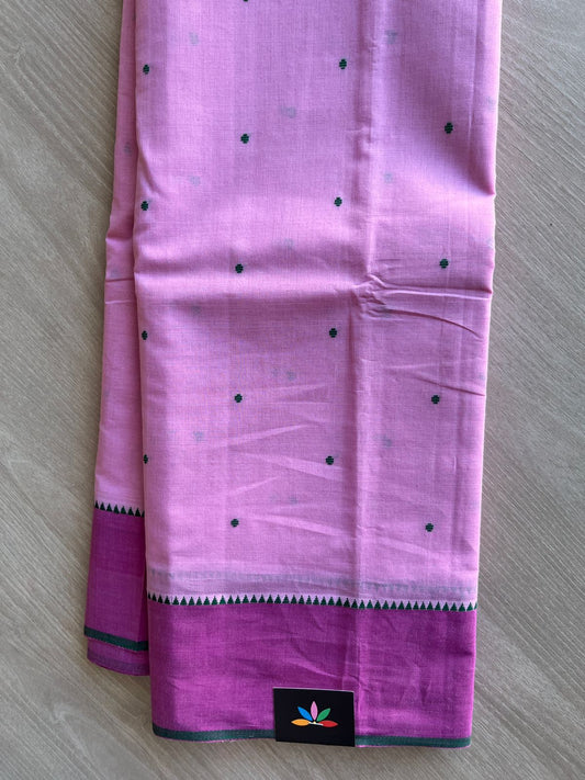 Contrast Border Dot Butta Handloom Mangalagiri Cotton Saree - 32125