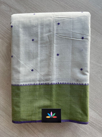 Contrast Border Dot Butta Handloom Mangalagiri Cotton Saree - 32126