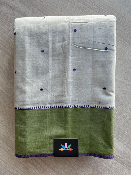 Contrast Border Dot Butta Handloom Mangalagiri Cotton Saree - 32126