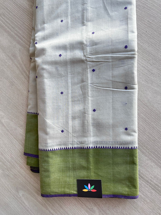 Contrast Border Dot Butta Handloom Mangalagiri Cotton Saree - 32126