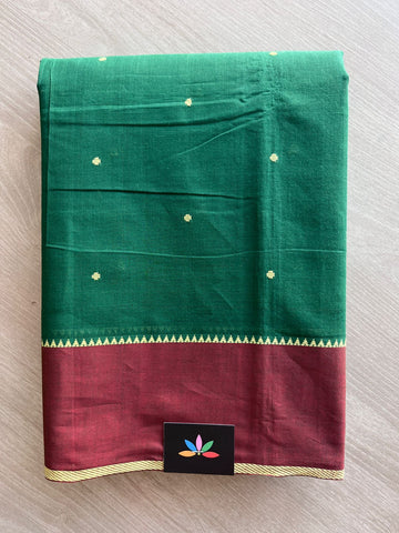 Contrast Border Dot Butta Handloom Mangalagiri Cotton Saree - 32127