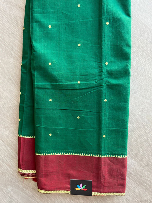 Contrast Border Dot Butta Handloom Mangalagiri Cotton Saree - 32127