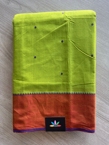 Contrast Border Dot Butta Handloom Mangalagiri Cotton Saree - 32130