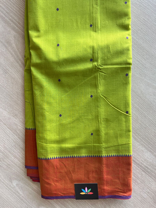 Contrast Border Dot Butta Handloom Mangalagiri Cotton Saree - 32130