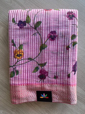 Printed Handloom Mangalagiri Cotton Saree - 32133