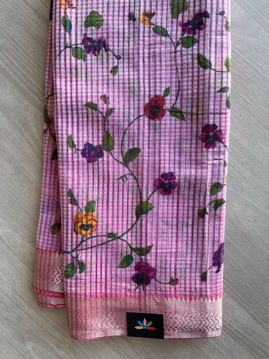 Printed Handloom Mangalagiri Cotton Saree - 32133