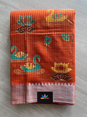 Printed Handloom Mangalagiri Cotton Saree - 32140
