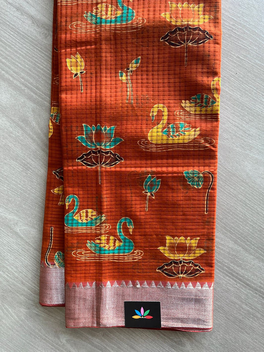 Printed Handloom Mangalagiri Cotton Saree - 32140