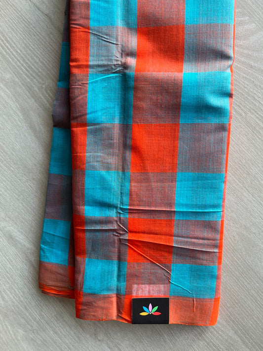 Madras Checks Handloom Mangalagiri Cotton Saree - 32142