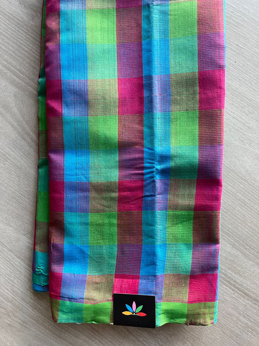Madras Checks Handloom Mangalagiri Cotton Saree - 32145