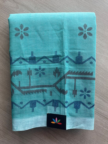 Dhakai Jamdani Design Printed Handloom Mangalgiri Cotton Saree - 32152