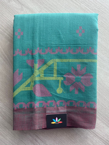 Dhakai Jamdani Design Printed Handloom Mangalgiri Cotton Saree - 32156