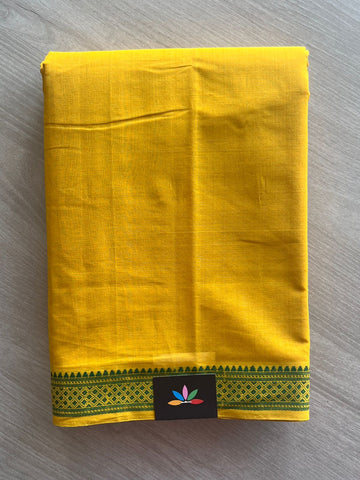 Golden Yellow Thread Border Handloom Mangalagiri Cotton Saree - 32168