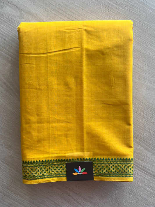 Golden Yellow Thread Border Handloom Mangalagiri Cotton Saree - 32168