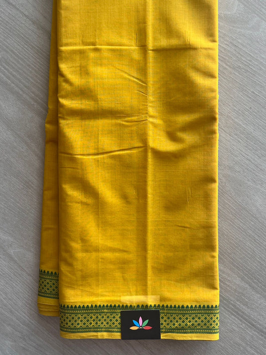 Golden Yellow Thread Border Handloom Mangalagiri Cotton Saree - 32168