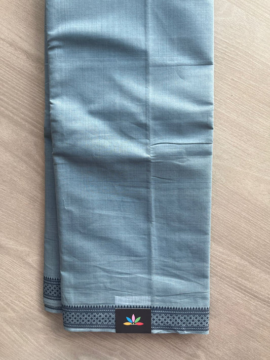 Bluish Grey Thread Border Handloom Mangalagiri Cotton Saree - 32169