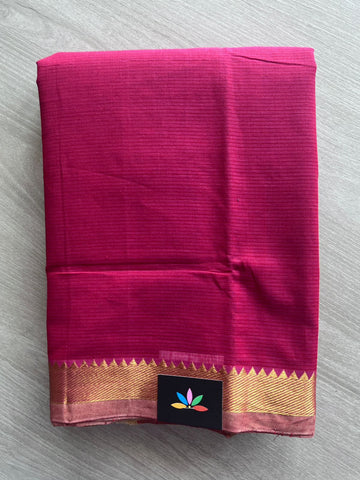 Reddish Maroon Zari Border Handloom Mangalagiri Cotton Saree - 32172