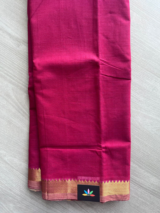 Reddish Maroon Zari Border Handloom Mangalagiri Cotton Saree - 32172
