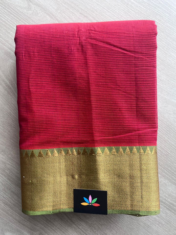 Cardinal Red Traditional Zari Border Handloom Mangalagiri Cotton Saree - 32193