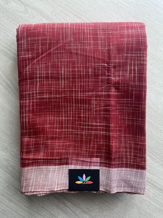 Maroon Simple Handloom Mangalagiri Cotton Saree - 32195