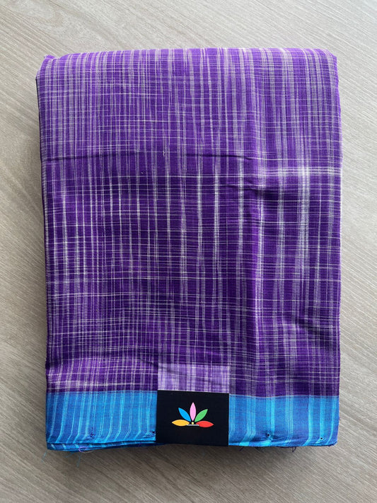 Metallic Purple Simple Handloom Mangalagiri Cotton Saree - 32197