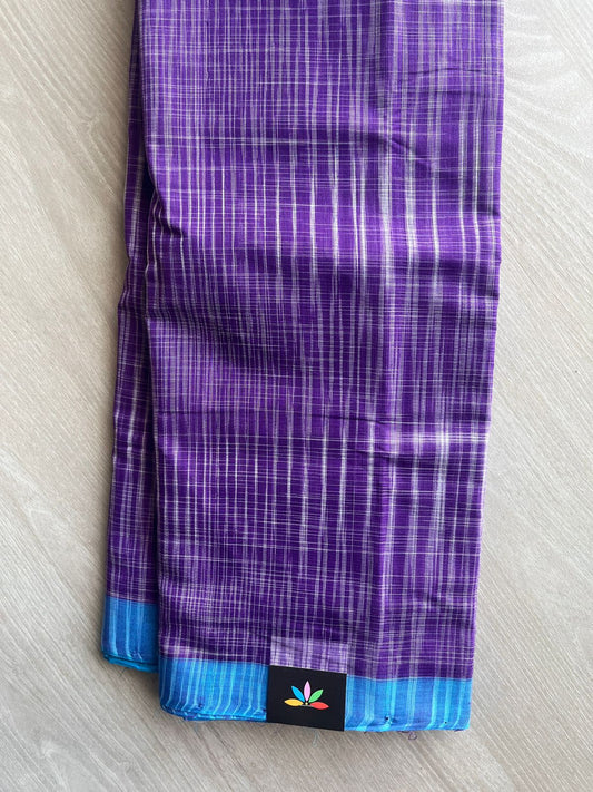 Metallic Purple Simple Handloom Mangalagiri Cotton Saree - 32197
