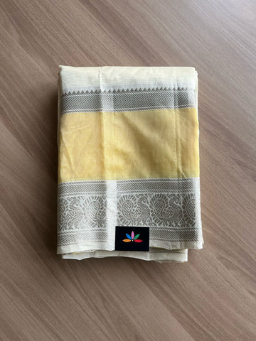 Traditional Kanchi Border Handloom Mangalagiri Silk Cotton Saree-21935