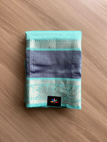 Traditional Kanchi Border Handloom Mangalagiri Silk Cotton Saree-21936
