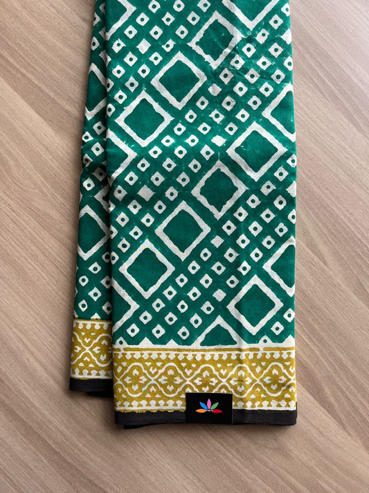 Hand Block Printed Fine Mul Cotton Saree -13645