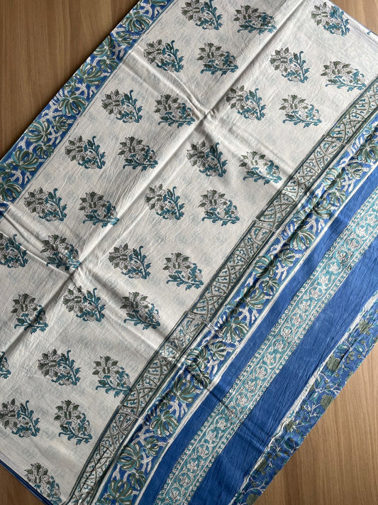 Hand Block Printed Fine Mul Cotton Saree -14237