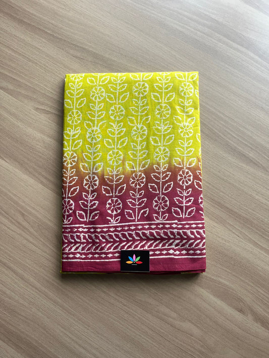 Hand Block Printed Fine Mul Cotton Saree -14239