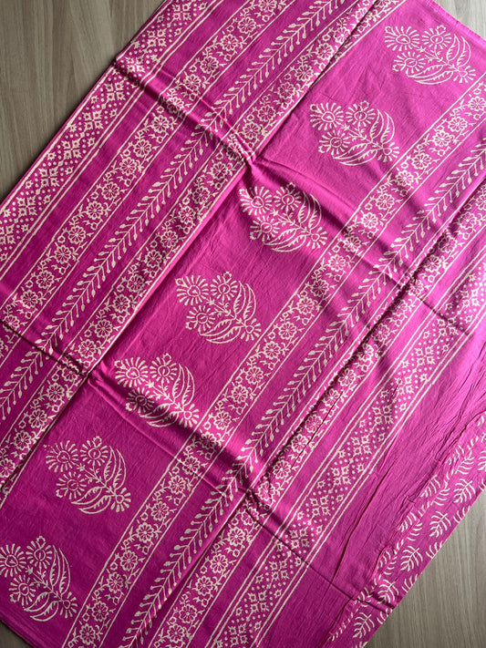 Hand Block Printed Fine Mul Cotton Saree -14240