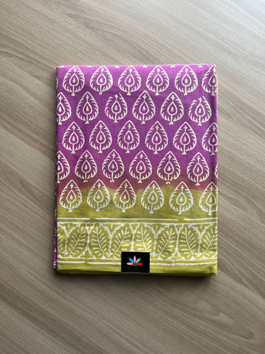 Hand Block Printed Fine Mul Cotton Saree -14245