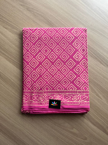 Hand Block Printed Fine Mul Cotton Saree -14247