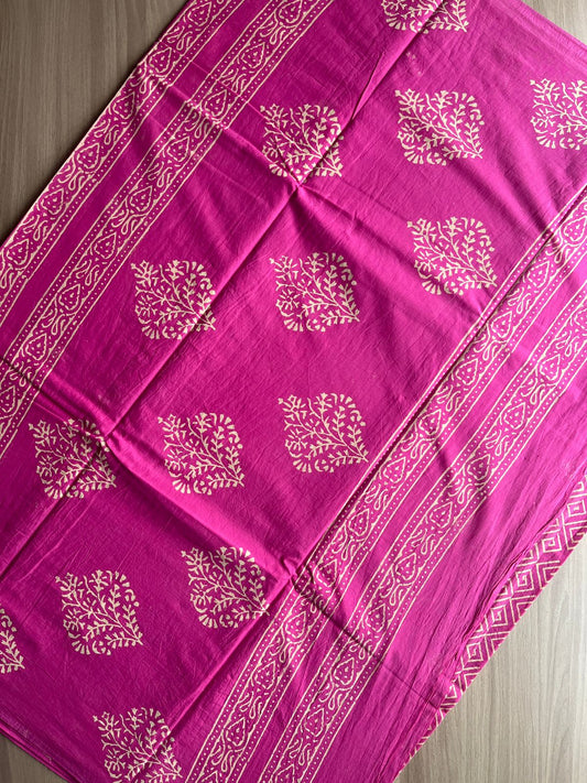 Hand Block Printed Fine Mul Cotton Saree -14247