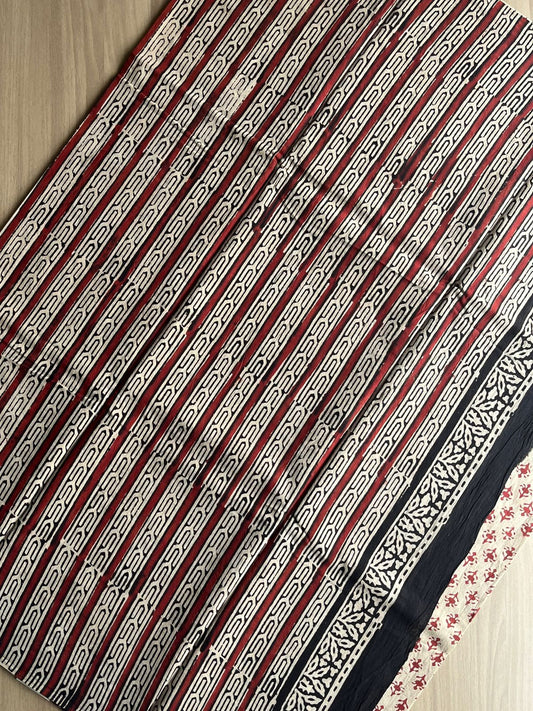 Hand Block Printed Fine Mul Cotton Saree -14249