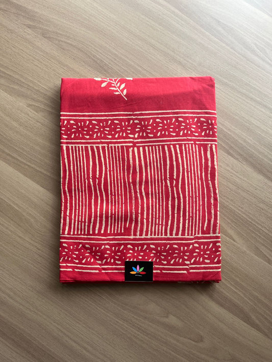 Hand Block Printed Fine Mul Cotton Saree -14256