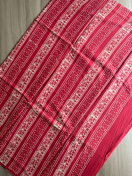 Hand Block Printed Fine Mul Cotton Saree -14256