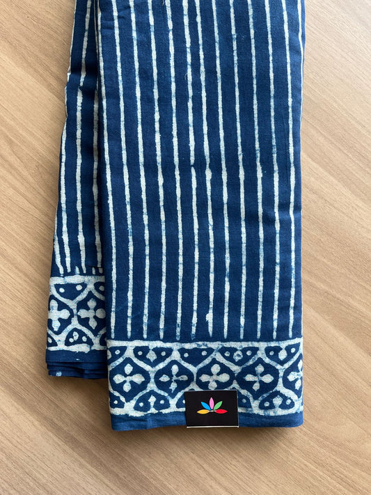 Handblock Printed Mul Cotton Saree -19216-16218