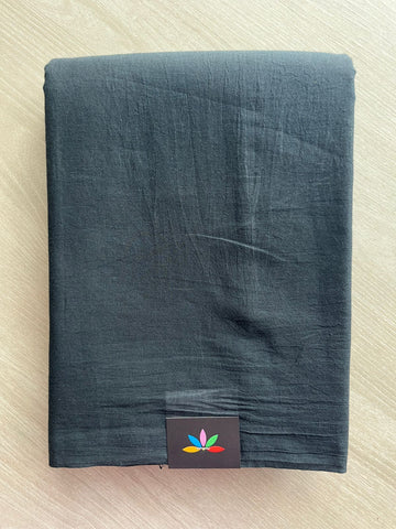 Black Plain Mul Saree and  Handblock Blouse Fabric – Casual/Work Wear-24304-24308
